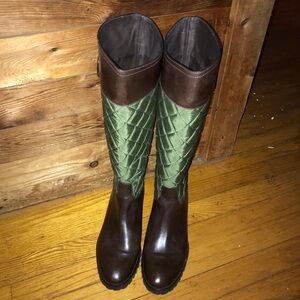 Tory Burch Rowan Green Quilted Leather Boot 10.5 M